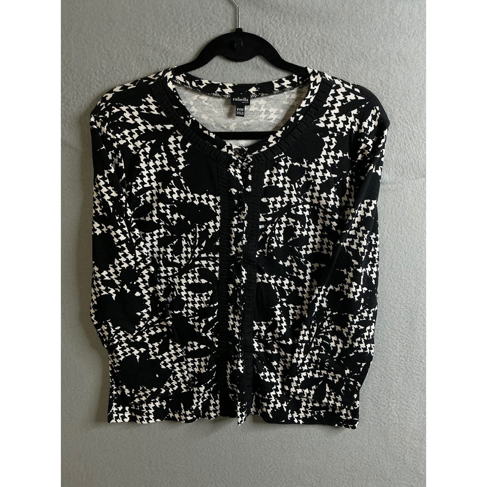 rafaella Cardigan‎ Women's Medium Floral Houndstooth Print Button Front Petite